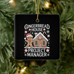Gingerbread House Project Manager Cookie Baking  Ceramic Ornament