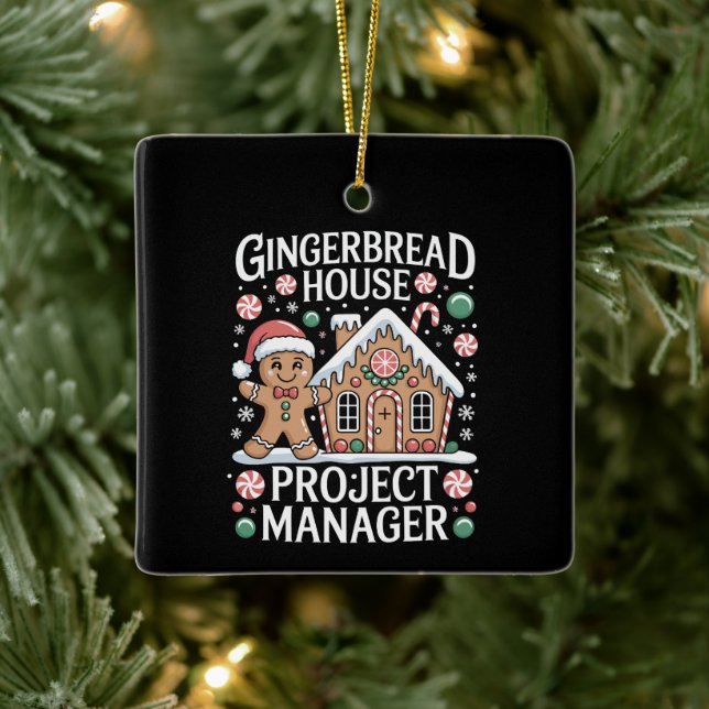 Gingerbread House Project Manager Cookie Baking  Ceramic Ornament (Tree)