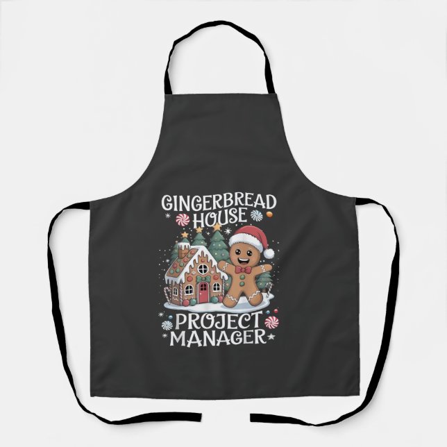 Gingerbread House Project Manager Funny Christmas Apron (Front)