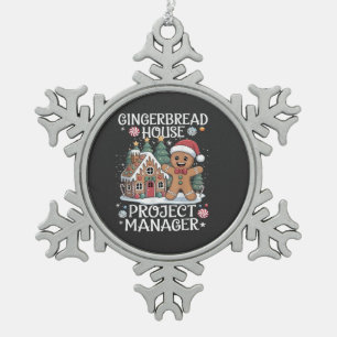 Gingerbread House Project Manager Funny Christmas Snowflake Pewter Christmas Ornament