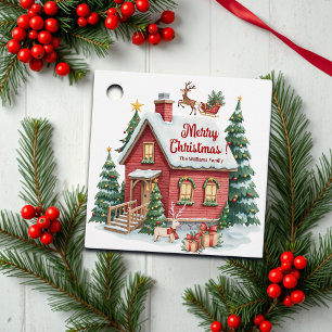 Gingerbread House Reindeer Fir Trees Favour Tags