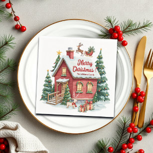 Gingerbread House Reindeer Fir Trees Napkin