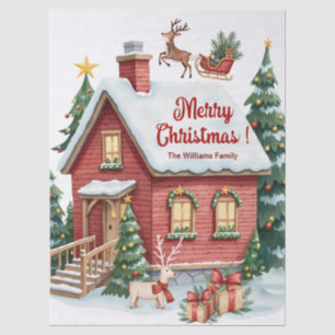 Gingerbread House Reindeer Fir Trees Tissue Paper