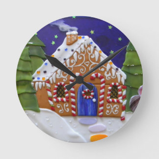 Gingerbread House Round Clock