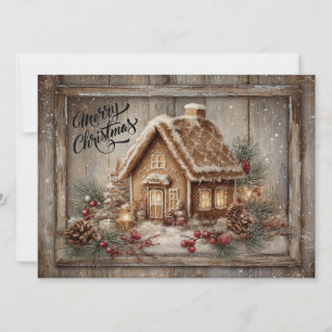 Gingerbread house rustic Christmas card
