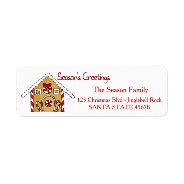 Gingerbread house  Season's Greetings Return Address Label (Front)