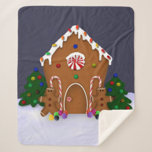 Gingerbread House  Sherpa Blanket