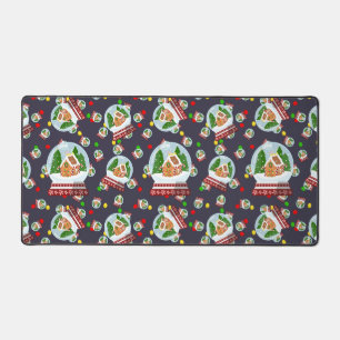 Gingerbread House & Snow Globes Desk Mat