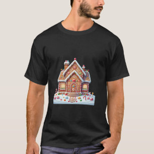 Gingerbread House Snowy Landscape Candy Decoration T-Shirt