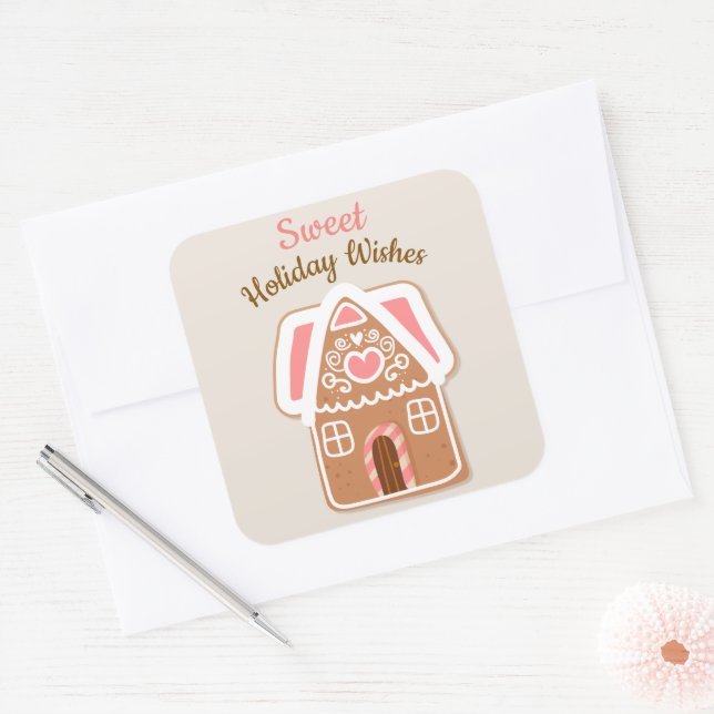Gingerbread House Square Sticker (Envelope)