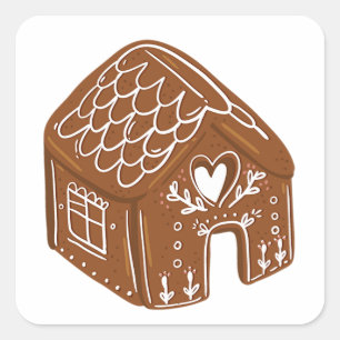 Gingerbread House Square Sticker