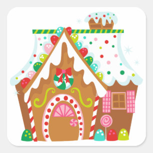 Gingerbread House Square Sticker