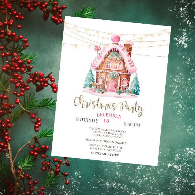 Gingerbread House String Lights Christmas Invitation (Creator Uploaded)