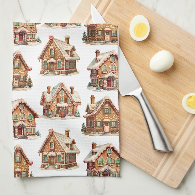 Gingerbread House Tea Towel (Quarter Fold)