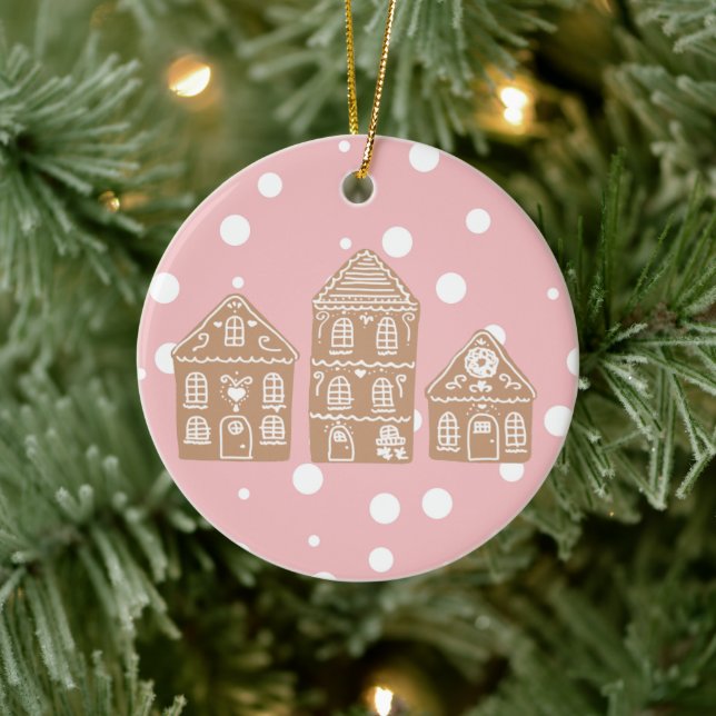 Gingerbread House Village Ceramic Ornament (Tree)
