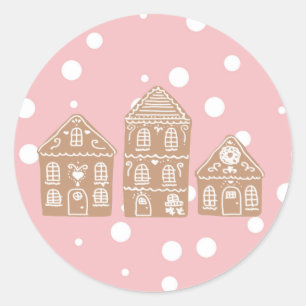 Gingerbread house village Classic Round Sticker