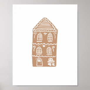 Gingerbread House Village Illustration Art Poster