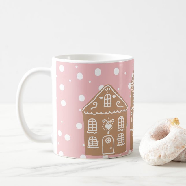 Gingerbread House Village Snow Coffee Mug (With Donut)