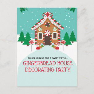 Gingerbread House Virtual Holiday Christmas Party Postcard