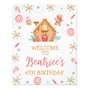Gingerbread House Welcome Birthday Party Sign