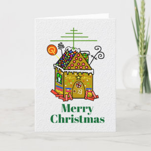 Gingerbread House with Antennae Christmas Card