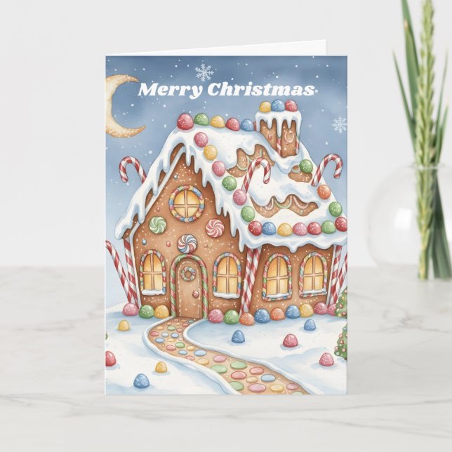 Gingerbread House Wonderland Christmas Holiday Card (Front)