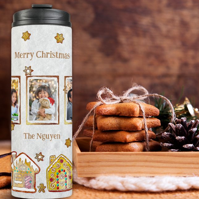 Gingerbread Houses 5 Photo Template White  Thermal Tumbler (Creator Uploaded)