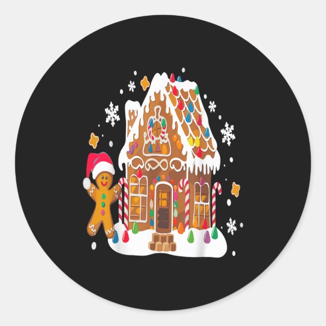 Gingerbread Houses And Snowflakes Sweet Christmas  Classic Round Sticker (Front)