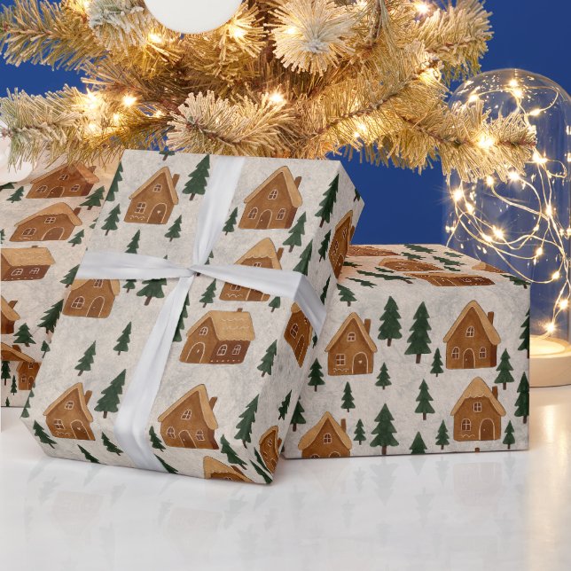 Gingerbread Houses Winter Wrapping Paper (Holidays)