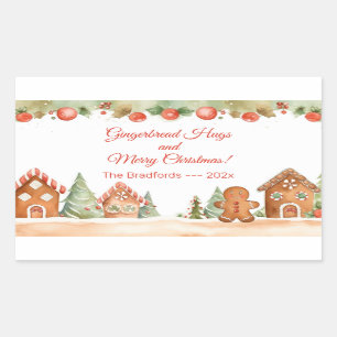 Gingerbread Hugs Christmas Rectangular Sticker