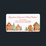 Gingerbread Hugs Christmas Return Address Labels<br><div class="desc">"Gingerbread Hugs Merry Christmas" from our festive home for the winter holidays. A sweet gingerbread man comes out of his house to wish you joy "from our house". This is a fun vintage, watercolor design for your return address labels. All of the text, which is in a great red colour,...</div>