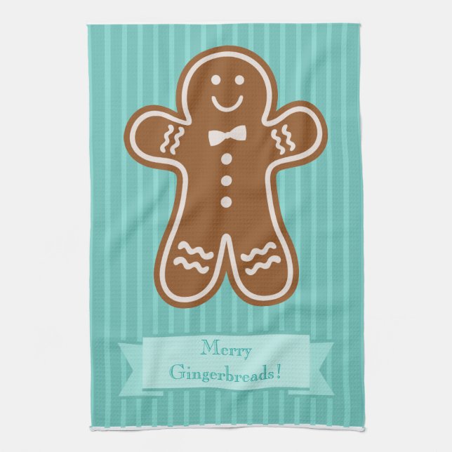 Gingerbread Hugs Tea Towel (Vertical)