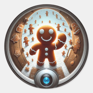 Gingerbread Invasion: Sweet Holiday Surprise Classic Round Sticker