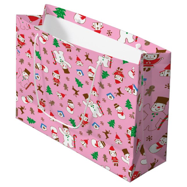 Gingerbread Joy Large Gift Bag (Front Angled)