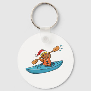 Gingerbread Kayaker Christmas 2026 Holiday Water Key Ring