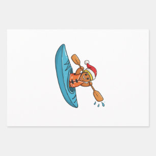 Gingerbread Kayaker Christmas 2026 Holiday Water Wrapping Paper Sheet