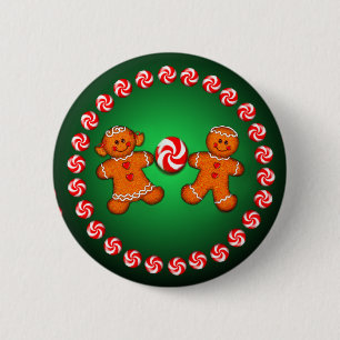 GINGERBREAD KIDS & CANDY by SHARON SHARPE 6 Cm Round Badge