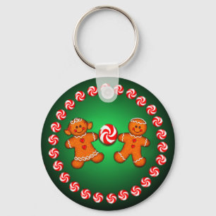 GINGERBREAD KIDS & CANDY by SHARON SHARPE Key Ring