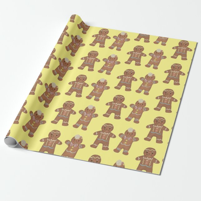 GingerBread Kids Christmas Wrapping Paper (Unrolled)