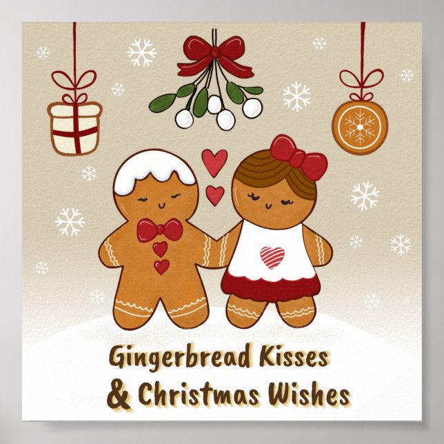 Gingerbread Kisses and Christmas Wishes- Fun Print (Front)