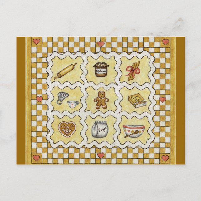 Gingerbread Kitchen Recipe/Postcard Postcard (Front)