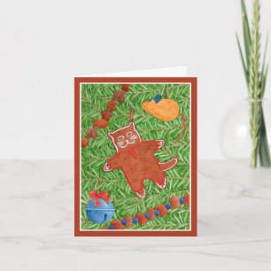 GINGERBREAD KITTY Christmas Note Card Gingerbread