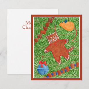 GINGERBREAD KITTY Meowy Christmas 4.25x5.5 Card 3