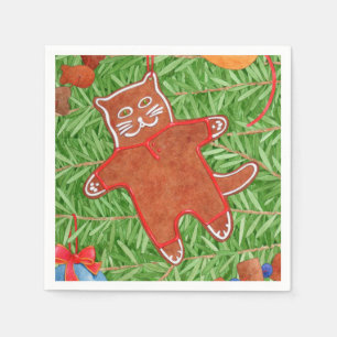GINGERBREAD KITTY Standard Cocktail Paper Napkins