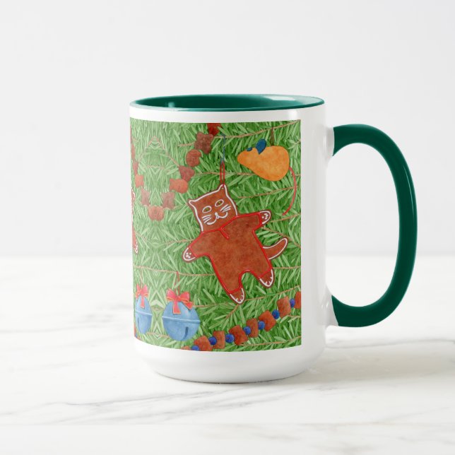 GINGERBREAD KITTY Tall Hunter Green Combo Mug (Right)
