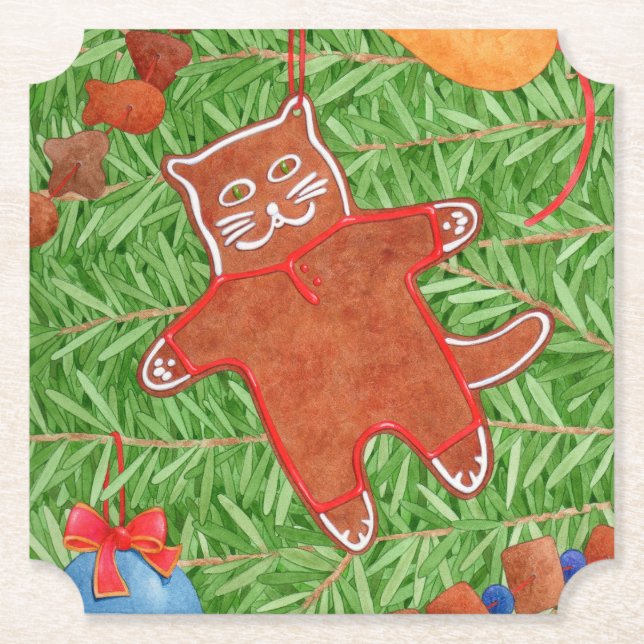GINGERBREAD KITTY Ticket Paper Coasters  (Front)