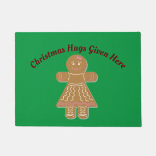 Gingerbread Lady Hugs Door Mat