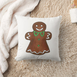 Gingerbread Lady Woman Christmas Cookie Holiday Cushion