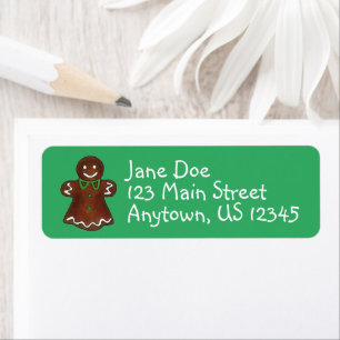 Gingerbread Lady Woman Christmas Cookie Holiday Return Address Label
