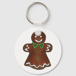 Gingerbread Lady Woman Christmas Holiday Cookie Key Ring